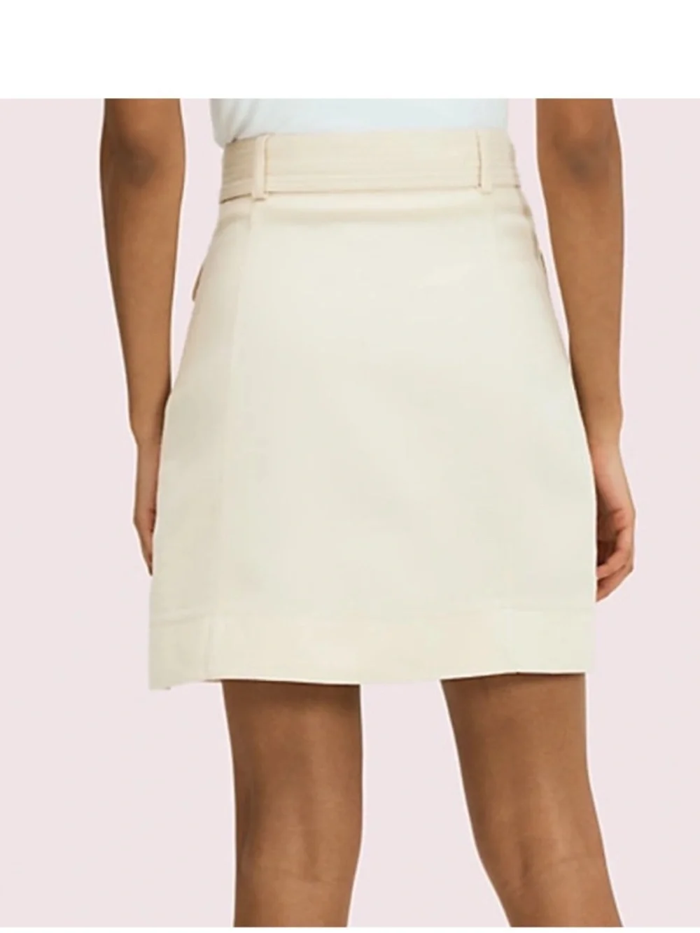 kate spade Luxe Cream Button-Front High Waist linnen blend  twill Skirt withBelt